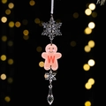 Christmas acrylic gingerbread man ornament with letter W and crystal pendant decoration - Gingerbread Man Icy Pendant Style W