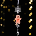 Clear acrylic gingerbread man ornament with red letter Y for Christmas tree decoration - Gingerbread Man Icy Pendant Style Y