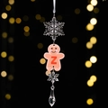 Clear acrylic Christmas pendant with gingerbread man featuring letter Z and crystal drops - Gingerbread Man Icy Pendant Style Z