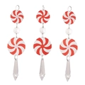 Set de 3 adornos de Navidad de caramelo rojo y blanco para decorar el árbol festivo - Juego de 3 Colgantes de Caramelo de Hielo Rojo y Blanco