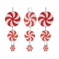 Set de adornos navideños de remolino de menta roja y blanca para decorar el árbol - Colgante de Caramelo de Simulación Redondo 3PCS