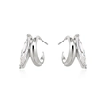 Orecchini a perno minimalisti argento a forma di C con zirconi a taglio marquise - Forma C Marquise / Argento