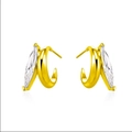 Eleganti orecchini a lobo a C dorati con zircone marquise e design minimalista a doppio arco - Forma C Marquise / Oro