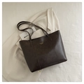 Große Shopper-Tasche aus dunkelbraunem Lederimitat mit eleganter goldener Aufschrift - Kaffeebraun