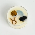 Taurus themed scented soy candle with natural stones and golden metal zodiac sign - Taurus