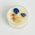 Handmade Sagittarius scented soy candle with blue healing crystals in clear container - Sagittarius