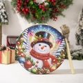 Christmas snowman shaman drum with wooden mallet and festive holiday illustrations - Christmas Snowman With Ornaments