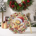 Christmas hand drum with gingerbread man illustration and a plush mallet for holiday decor - Gingerbread Man with Candy Cane