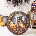 Halloween Shaman Drum featuring ghost and pumpkin illustrations with a plush mallet - Pumpkin Devil Style