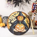 Schamanentrommel mit Kürbis-Hexer-Illustration für stimmungsvolle Halloween-Deko - Kürbis Sensenmann Stil