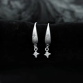 Orecchini a stella in argento con design a goccia satinata e cristalli scintillanti - Orecchini a Stella e Goccia