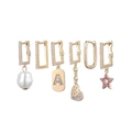 Lot de six boucles d'oreilles dorées avec perles, zircons et breloques élégantes pour femme - Ensemble Perle Cœur Or