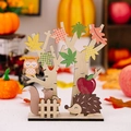 Thanksgiving wooden desk ornament featuring a hedgehog, squirrel, and fall forest animals - Forest Animals Combo Style C