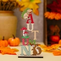Panneau AUTUMN en bois avec figurines de hérisson et écureuil pour décoration d'automne - Style de Lettre Automne (AUTUMN)