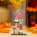 Décoration d'automne Harvest en bois avec lettres colorées, gnomes et champignons - Style de Lettre Récolte (HARVEST)