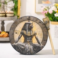 Decorative Shaman drum with ancient Egyptian Pharaoh design and wooden mallet - Pharaoh Pattern