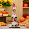 Figurine de gnomes d'automne empilés en bois avec tournesols et motifs de récolte - Style Gnome