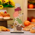 Figurines hérissons empilables en bois avec tournesols pour décoration d'automne - Hérisson