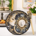 Celestial shaman drum featuring a sun and moon face design with matching mallet - Sun And Moon Pattern