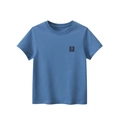 Kids minimalist blue short sleeve T-shirt featuring a square question mark chest print - Army Blue / 130cm