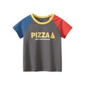 T-shirt enfant gris foncé à manches raglan contrastées avec motif pizza jaune - 90 / gris foncé