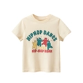 Kinder T-Shirt in Creme mit Rundhals und buntem Hip-Hop-Bären-Aufdruck aus Baumwolle - 130cm / Beige Aprikose