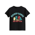 Klassisches schwarzes Kinder-T-Shirt aus Baumwolle mit bunten Hip-Hop-Tanzbären - 130cm / Schwarz