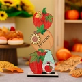 Décoration d'automne en bois avec gnomes citrouilles et texte AUTUMN pour la table - Motif de Citrouille