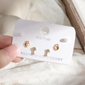 Detailed set of 925 silver post earrings featuring pearl, heart, and clover designs - Key Lock Stud Earrings 6-Piece Set - Rose Gold
