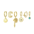 Bohemian gold earring set featuring hollow coconut tree, dreamcatcher and snake designs - Indian Chief Head Earring Set