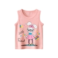 Pink cotton sleeveless vest for toddler girls with cute cartoon rabbit graphic print - 90cm / Pink