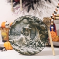 Dark magic hand drum with vintage witch and full moon design for Halloween decor - Gothic Ghost Festival Grey Robe Witch Drum