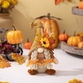 Standing autumn gnome plush with sunflower hat and orange braids for harvest decor - Female (Braids)