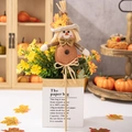 Harvest boy scarecrow stick figure with sunflower hat for autumn home floral decoration - Harvest Season Scarecrow Boy Style
