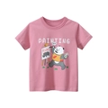 Camiseta rosa de algodón para niños con estampado de dibujos de panda y cuello redondo - 90cm / Rosa Oscuro