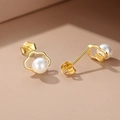 Elegante hohle Wolke Perlenohrringe aus S925 Sterlingsilber mit Gold-Finish - Wolke Perlenohrstecker / Gold
