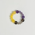 Elastisches Armband mit Amethyst-, Citrin- und Rauchquarz-Natursteinperlen - Ring-Schütze