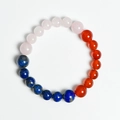 Naturstein-Perlenarmband mit einer Mischung aus Rosenquarz, rotem Achat und Lapislazuli - Armband-Stier