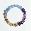 Naturkristall Armband mit blauen, lila und gelben Steinperlen in runder Anordnung - Armband-Fische