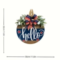 Couronne hello du Jour de l'Indépendance de 30 cm avec nœud drapeau USA et panneau - Panneau de Porte Jour de l'Indépendance