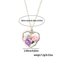 Collar de corazón vintage francés con perlas rosas y colgante floral de esmalte - Color acero