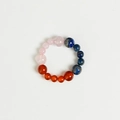 Naturkristall-Perlenarmband mit Rosenquarz, Lapislazuli und rotem Achat für Damen - Ring-Stier