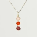 Silberne Sternzeichen Kette mit Anhänger aus rosa, orange und rotbraunen Perlen - Anhänger-Krebs