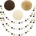 Felt ball garland with pom poms in earthy brown and beige for festive home decoration - Maillard Color Pom Pom String