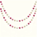 Detail van 2 meter pompon slinger met roze en witte viltballen voor huisdecoratie - 2-Pack Roze Serie (2 meter elk)
