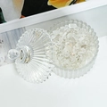 Tarro de cristal estriado con tapa lleno de cristales blancos naturales de purificación - Tarro Pequeño Mongol + 120g Cristal de Cuarzo