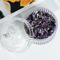 Elegante frasco de vidrio con piedras de amatista púrpura para limpieza de joyas - Tarro Grande Mongol + 400g Amatista
