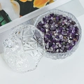 Cuenco de cristal con relieve y tapa con cristales de amatista para limpiar joyas - Tarro Cielo Estrellado + 400g Amatista