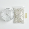 Set de tarro de cristal en relieve con astillas de cristal blanco y pilar de cuarzo - Tarro Grande Mongol + Cuarzo Claro + Punta de Citrina