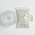 Set de cuenco de vidrio con grava de cuarzo blanco natural y columna de cristal amarillo - Tarro Cielo Estrellado + Cuarzo Claro + Punta de Citrina